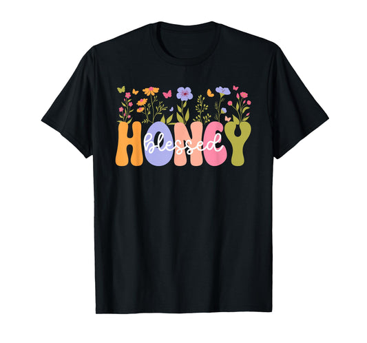 Blessed Honey Grandma Groovy Honey Grandmother T-Shirt