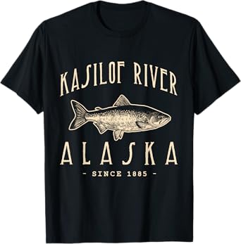 KASILOF RIVER ALASKA, a Fishing Retro Design T-Shirt