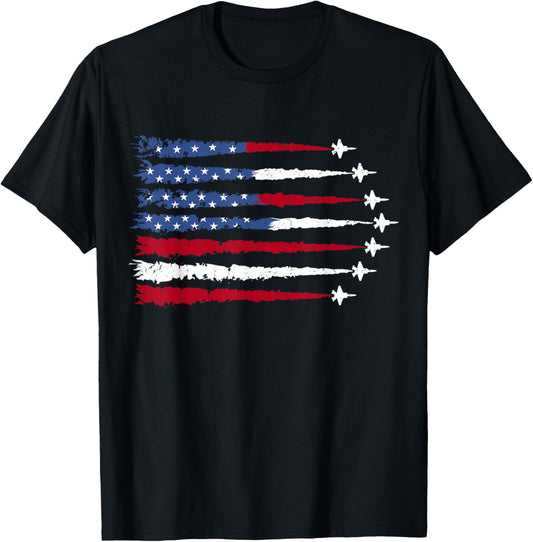 Patriotic Red White Blue Usa Flag Fighter Jets 4th Of July T-shirt