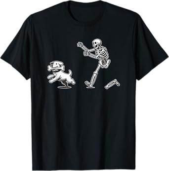 Halloween Dog, Funny Skeleton, Skeleton Chasing Dog Men Women T-Shirt