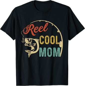 Reel Cool Mom Mama Mommy Fishing Fathers Day Vintage Tees T-Shirt