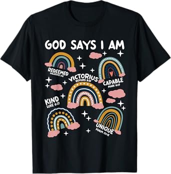 God Says I Am Rainbow Lover Kids Girl Christian T-Shirt