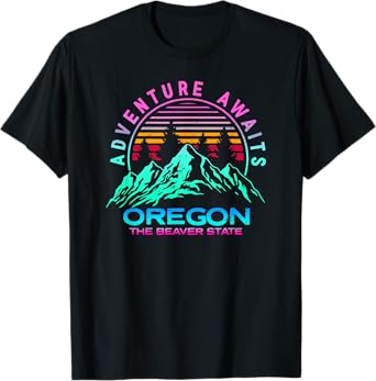 Oregon Retro Vintage Mountains & Outdoors Wilderness State T-Shirt