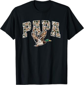 Mallard Duck Hunting Papa Retro Camouflage Dad Fathers Day T-Shirt