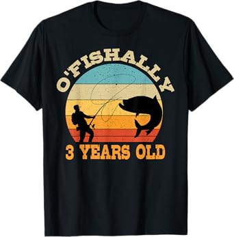 O'Fishally 3 Years Old Fishing Birthday Theme Party 3rd T-Shirt