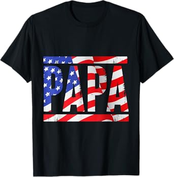 Papa US Flag Dad Men Father T-Shirt