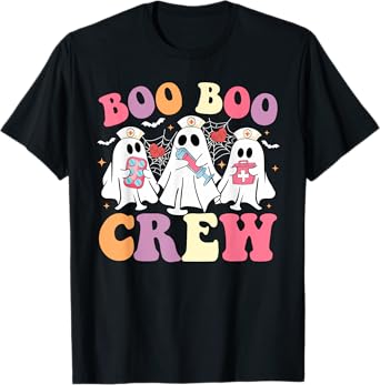 Funny Boo Boo Crew Halloween Costume Nurse Spooky Ghost T-Shirt