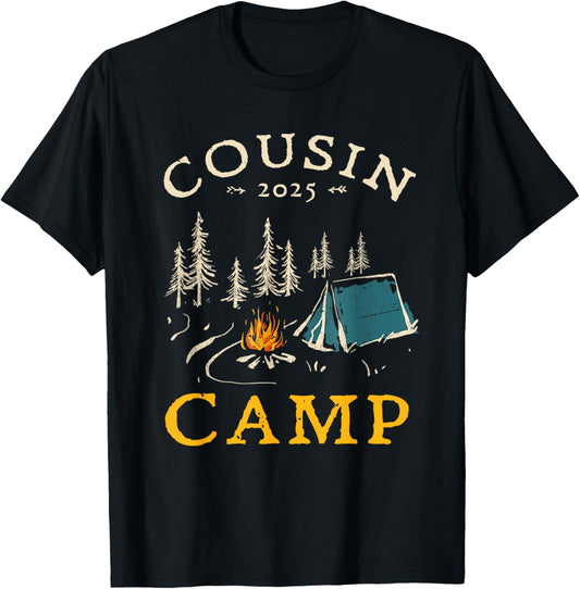 Cousin Camp 2025 Family Vacation Summer Camping Crew T-Shirt