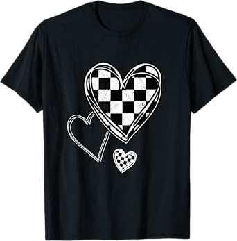 Race Car Checker Flag Racing Heart Auto Racer T-Shirt