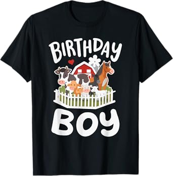Birthday Boy Farm Animals Bday Matching Toddler Boys Kids T-Shirt