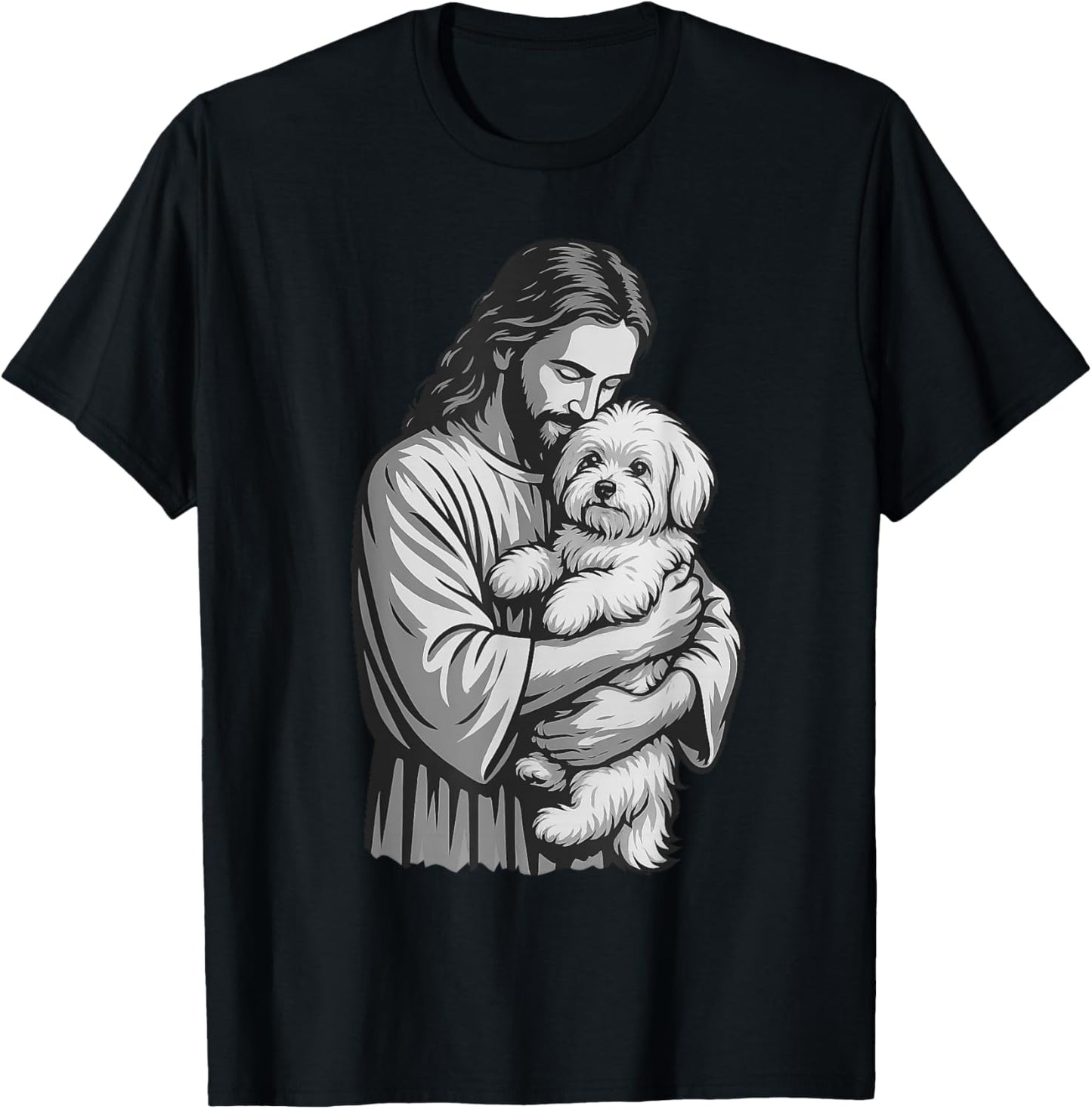Maltese Dog And Jesus Christian Faith Dog Lover T-Shirt