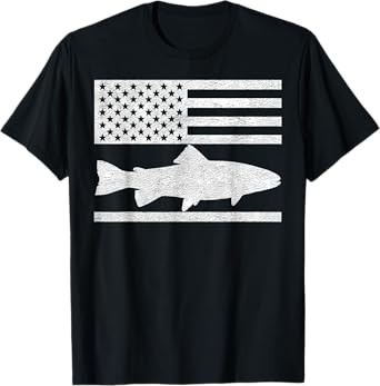 Steelhead Fishing - American Flag Trout Fisherman Gift T-Shirt