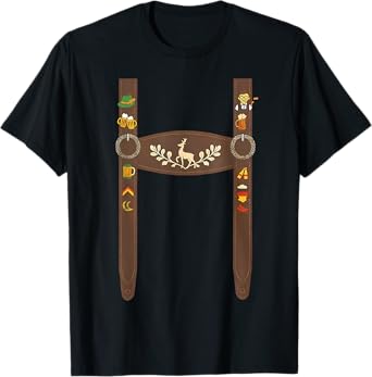 Lederhosen Suspenders Oktoberfest Bavarian Munich Beer T-Shirt