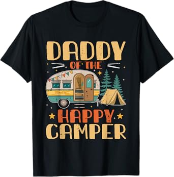 Daddy of Happy Camper 1st Birthday Party Retro Daddy T-Shirt