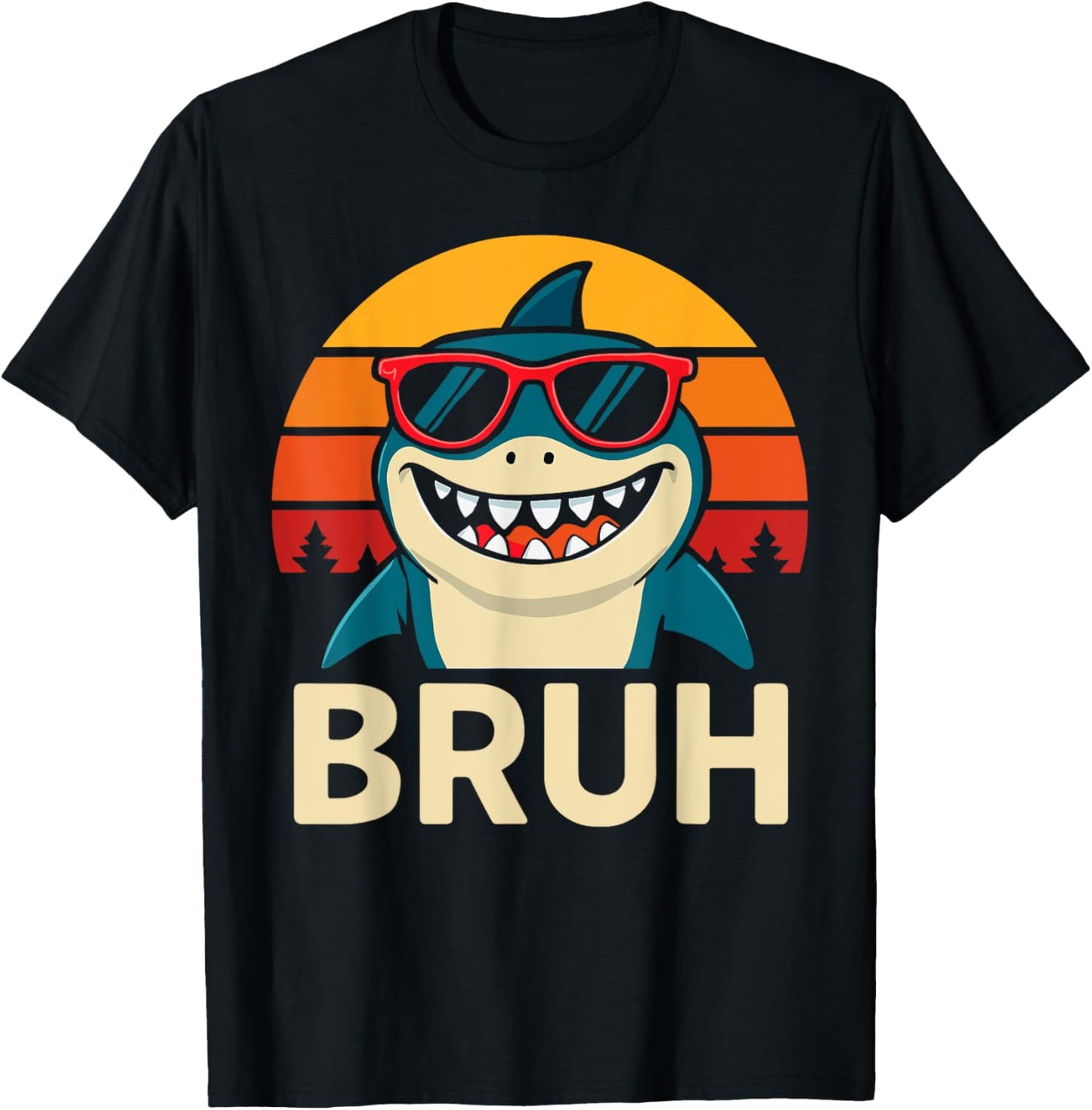 Funny Bruh Shark With sunglasses Meme T-Shirt