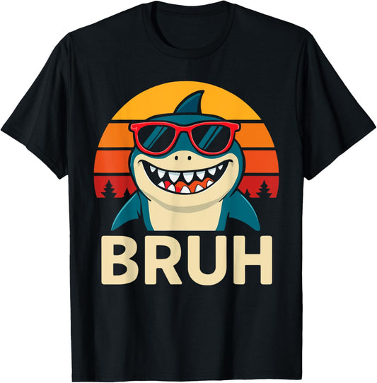 Funny Bruh Shark With sunglasses Meme T-Shirt