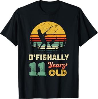 Ofishally 11 Year Old Fishing 11th Birthday Party Fisher Boy T-Shirt