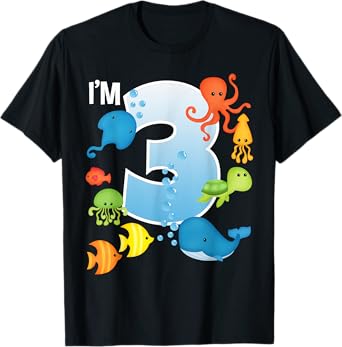 Ocean See Underwater 3 Year Old Under The Sea Birthday Party T-Shirt