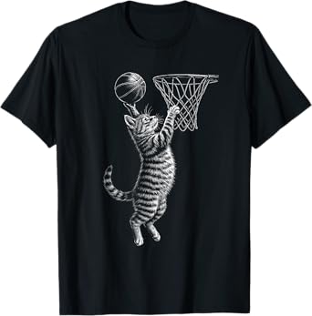 Cat Dunking - Basketball Player Fan Basketball Coach Men Women Kids T-Shirt