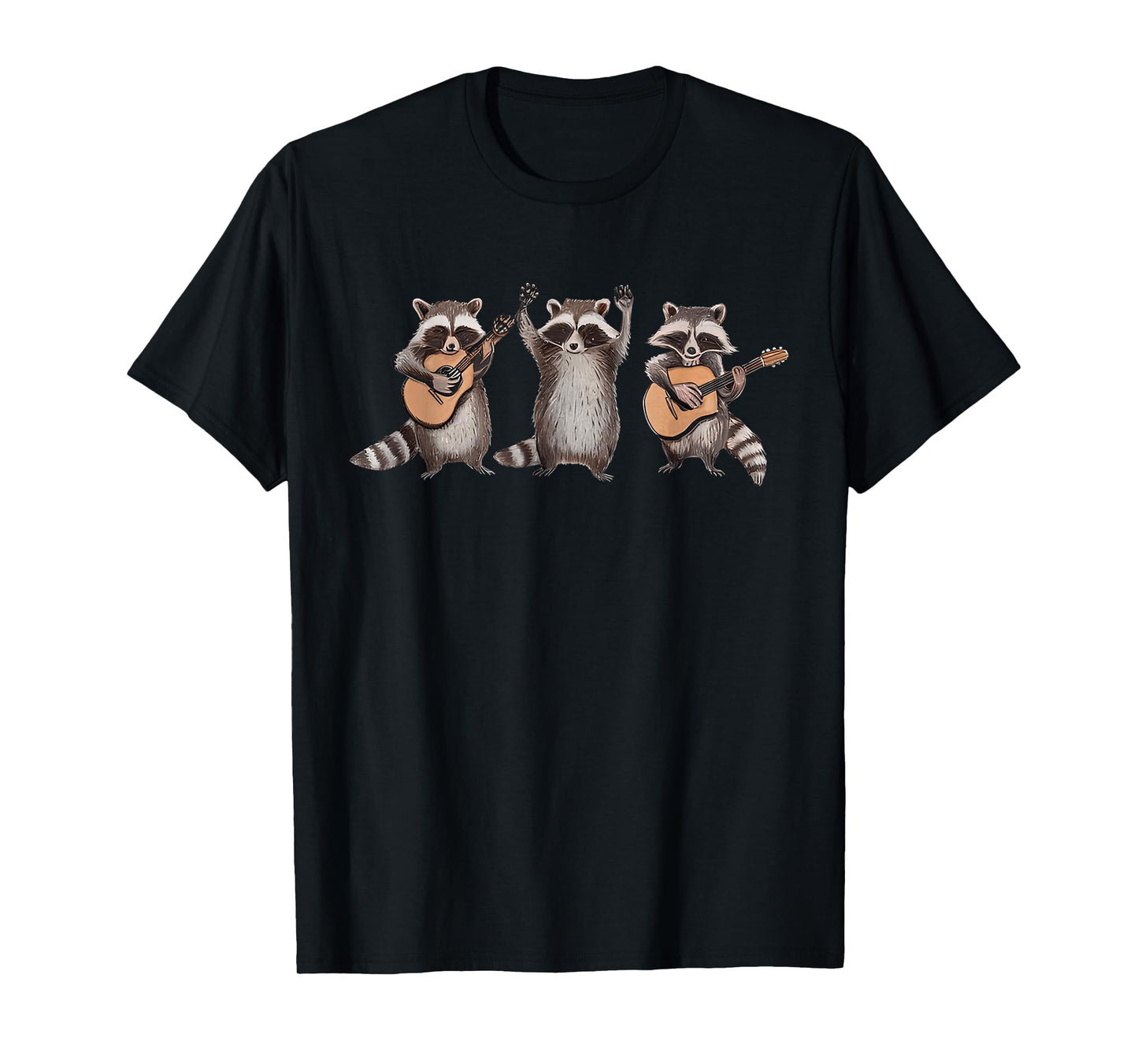 Raccoon Music Band Electric Acoustic Guitar Racoons T-Shirt