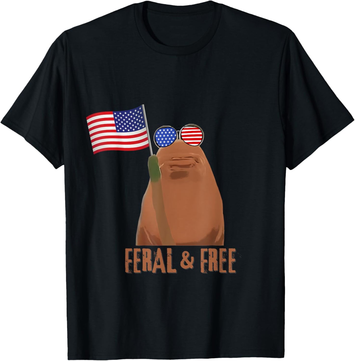 Feral And Free Marcus The Worm 4th July Usa Flag T-shirt