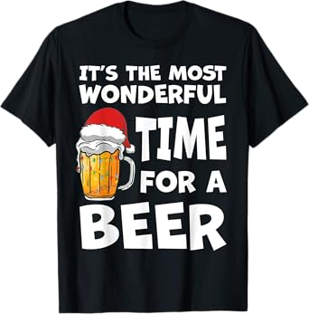 Most Wonderful Time For a Beer Christmas Fun Pajama PJS Men T-Shirt