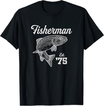 50 Year Old Fisherman Trout Fishing 1975 50th Birthday T-Shirt