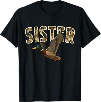 Camouflage Vintage Mallard Duck Retro Camo Hunting Sister T-Shirt