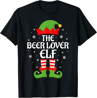 Beer Lover Elf Xmas Family Matching Elf Squad Christmas T-Shirt