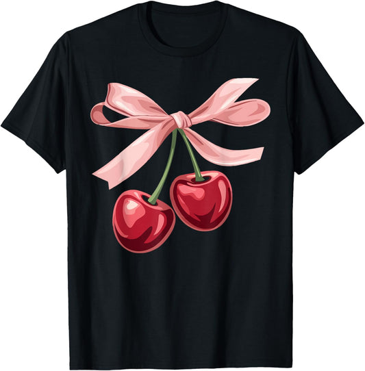 Coquette Cherry Bow Kawaii Aesthetic Trendy Fashion T-Shirt