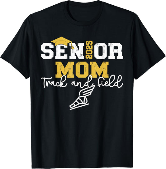 Track & Field Senior Mom 2025 Graduation Years Athletic Vintage T-shirt by TeeBrew