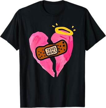 jesus heals broken heart print bandages bandaids T-Shirt