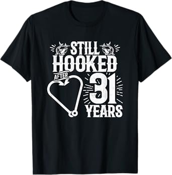 Married 31 Years - Fishing Couple - 31st Wedding Anniversary T-Shirt