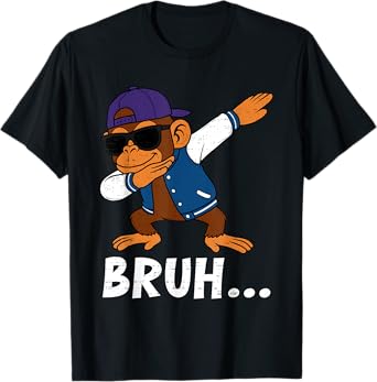 Funny Dabbing Monkey Bruh Bro Dab Meme Humor Men Teens Boys T-Shirt