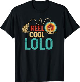 Reel Cool Lolo Vintage Retro Fishing Funny Fisherman Lolo T-Shirt