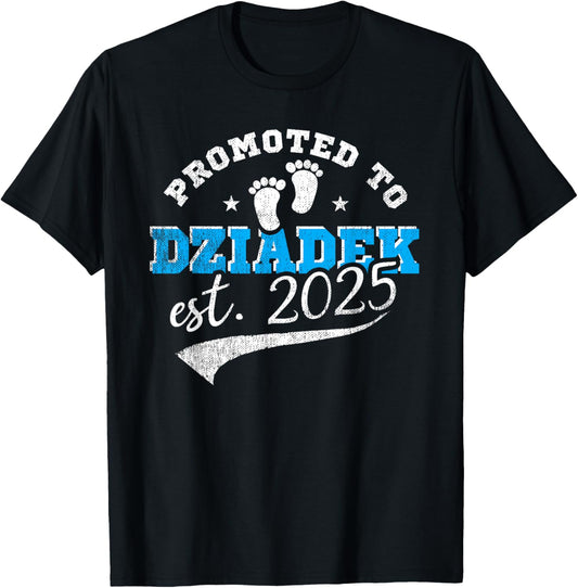 Promoted To Dziadek Est 2025 Proud New Grandpa Vintage T-Shirt