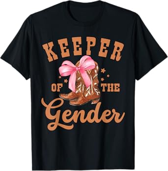 Keeper of The Gender Bow Or Cowboy Boot Gender Reveal T-Shirt