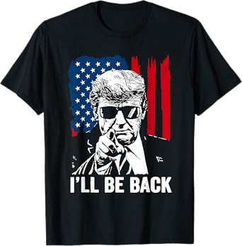 Vintage I'll Be USA Back Trump American Flag For Men Women T-Shirt