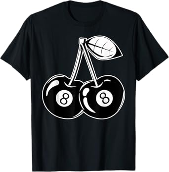 Lucky 8 Ball Black Cherry Lover Y2K Aesthetic Pool Billiard T-Shirt