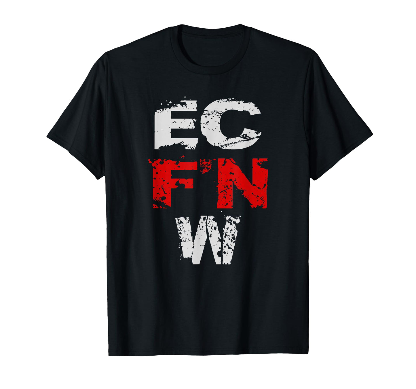 EC F'N W Wrestling Apparel Unisex Adults Wrestling Fans, All Ages Black Modern Crew Neck Short Sleeve T-Shirt