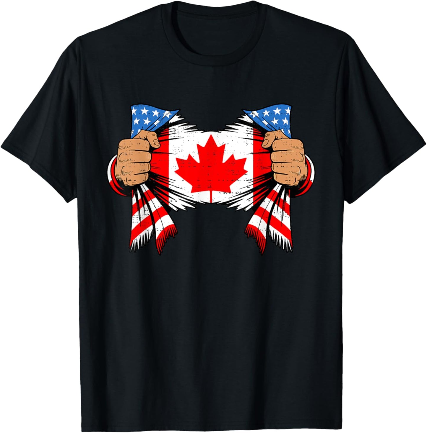 American USA Flag Canada Flag Canadian Happy Canada Day T-Shirt