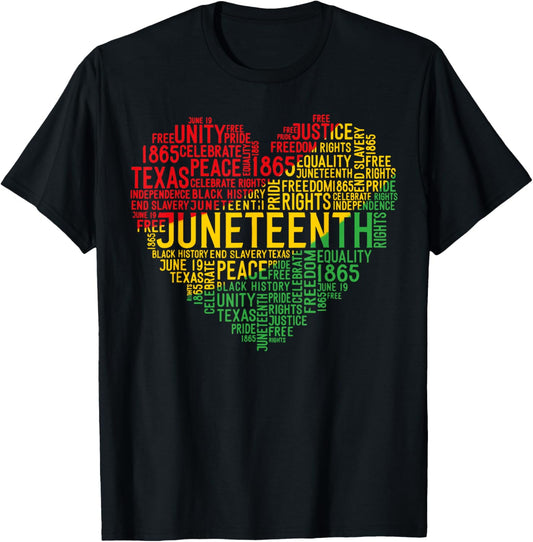Juneteenth Heart Black History Afro American African Freedom T-Shirt