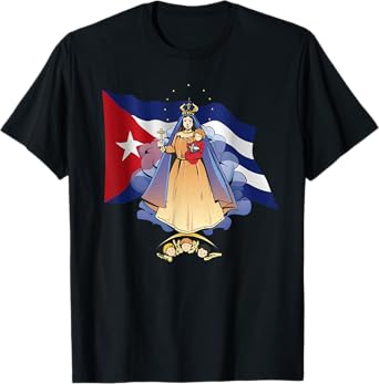 Virgen de la Caridad del Cobre Patrona de Cuba & Cuban Flag T-Shirt