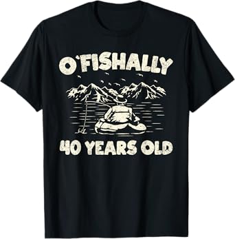 Ofishally 40 Years Old Fisherman 40th Birthday Fishing T-Shirt