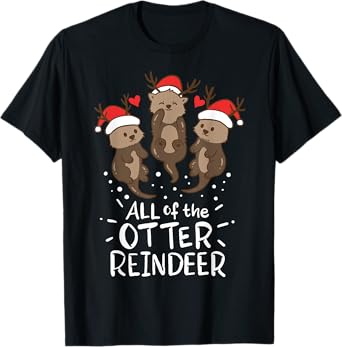 Otter Reindeer Deer Christmas Xmas Gift Present T-Shirt