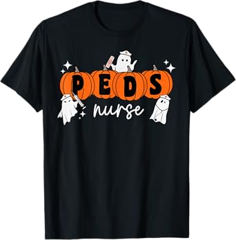 Peds Nurse Crew Ghost Pumpkin Pediatric Nurse Halloween T-Shirt