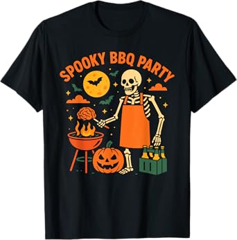 Halloween Skeleton BBQ Beer Spooky Grilling Barbecue Party T-Shirt