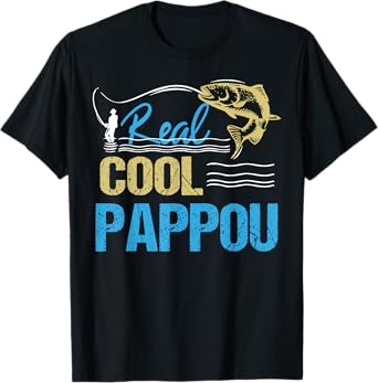 Vintage Reel Cool Pappou Fishing Daddy Grandpa Fathers Day T-Shirt