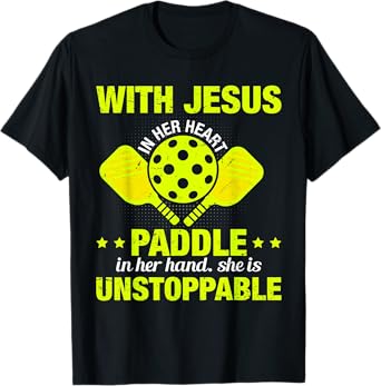Christian Pickleball Girl Women Religious Jesus Pickleball T-Shirt