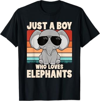 Just A Boy Who Loves Elephants Funny Elephant Boys Kids T-Shirt